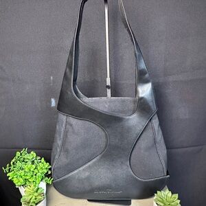 FERRAGAMO genuine leather and canvas Women's Shoulder Bag